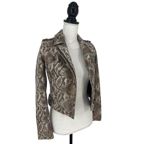 IRO Luiga Snake-Effect Leather Biker Jacket - Picture 9 of 14